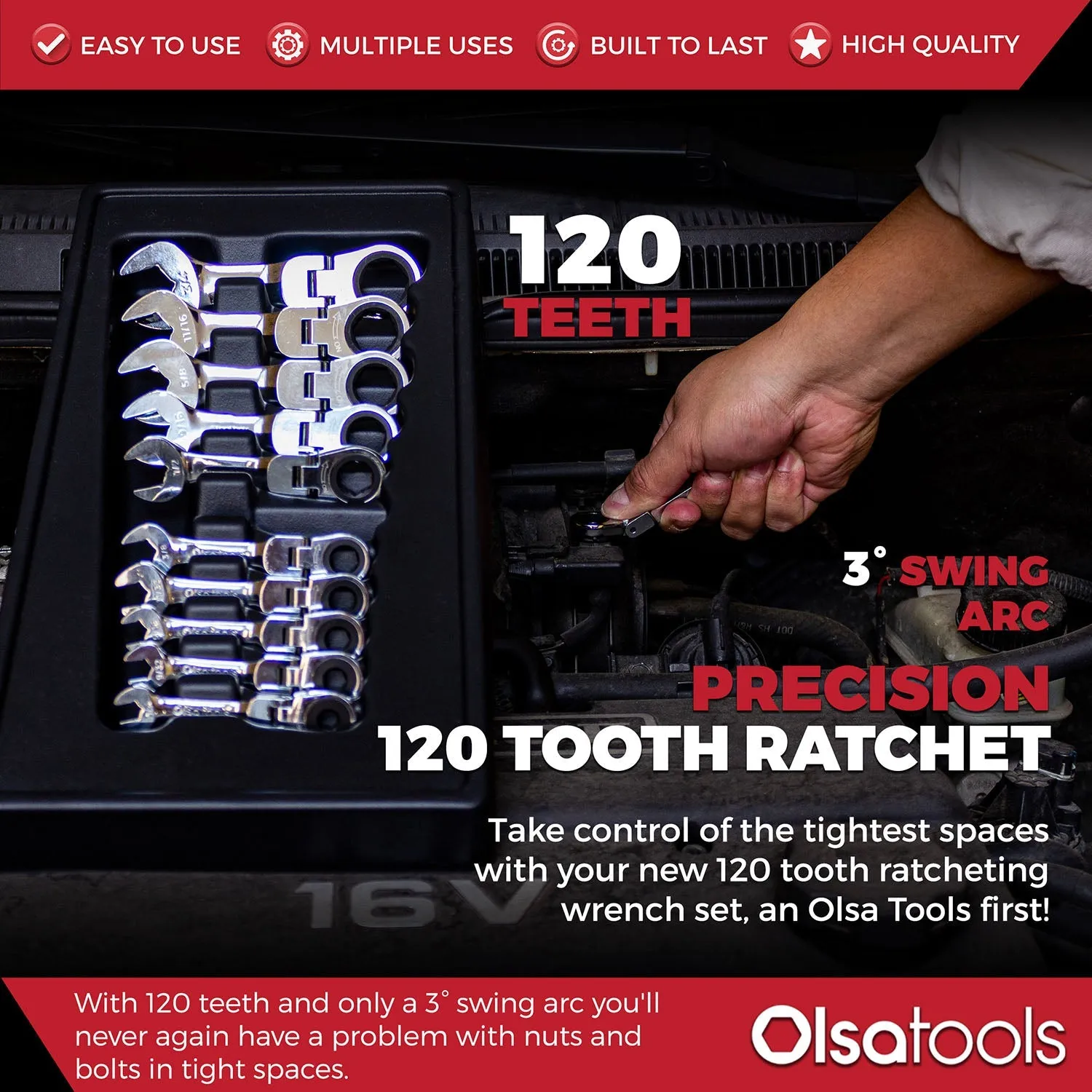 120 Tooth Stubby Ratcheting Wrench Set