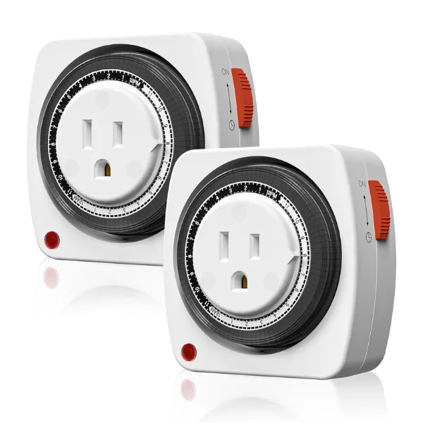 24-Hour Mini Mechanical Light Timer with 15-Minute Intervals 2 Pack BN-LINK