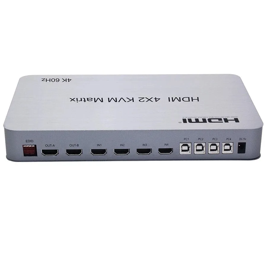 4K 60Hz Matrix HDMI KVM Switch 4x2 4 In 2 Out KVM Switcher Dual Monitor 4 Port KVM Switch Matrix Switcher HDMI USB PC 4 Computer