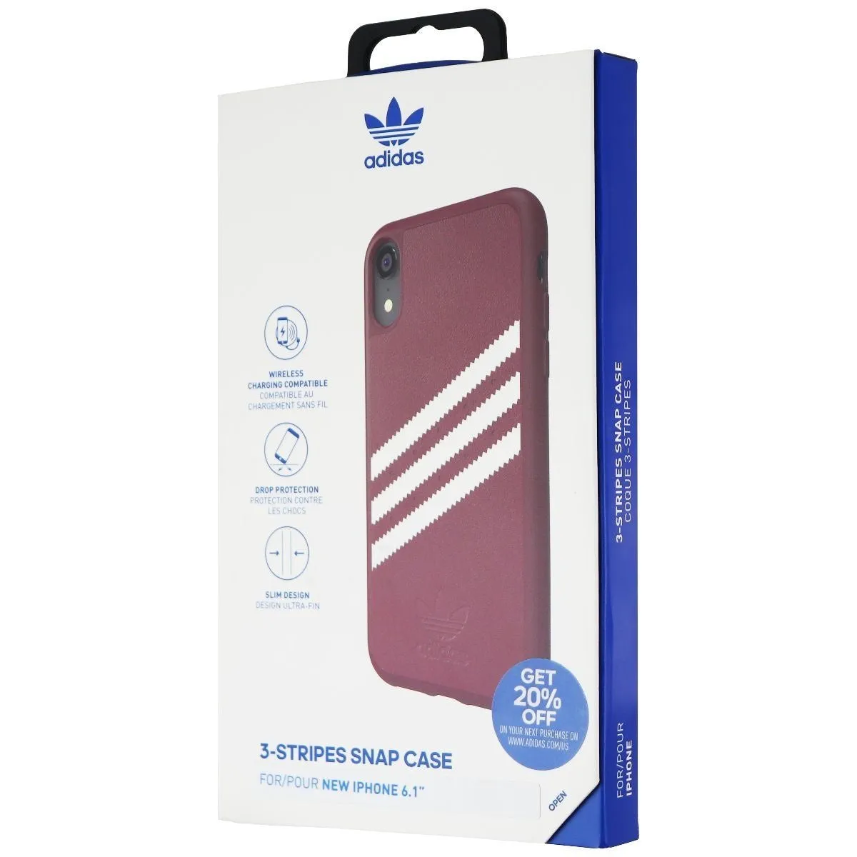 Adidas 3-Stripes Snap Case for Apple iPhone XR - Maroon Red