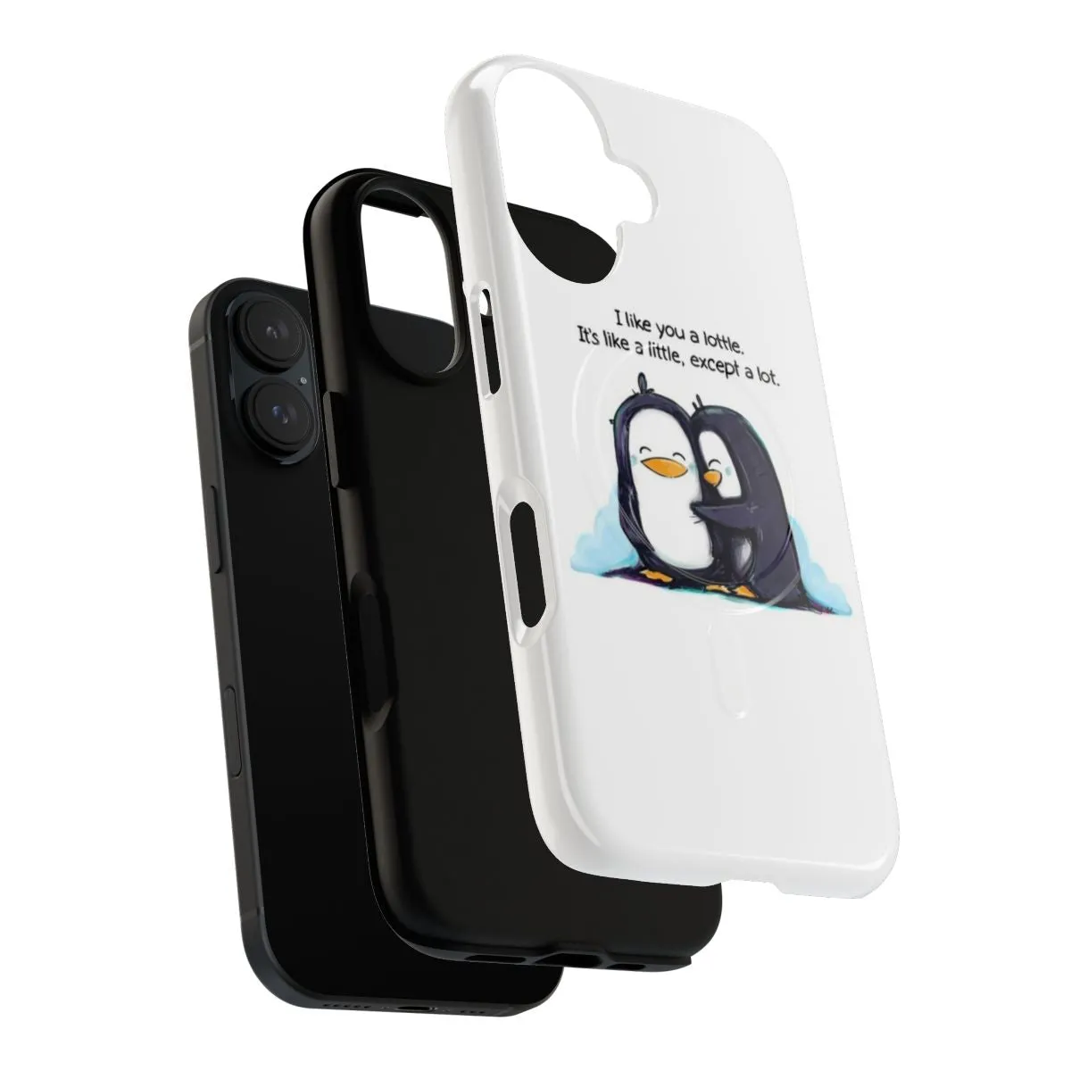 Adorable Penguin Hugging Phone Case for Best Friends