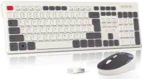 AULA Wireless Keyboard and Mouse, 2.4G Silent Full-Size 108 Keys Retro Computer Keyboard and Mouse Combo with Number Pad & Long Battery Life, 1600 DPI USB Mouse, Cordless Keyboard for Laptop PC Window