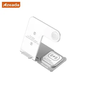 Azeada PD-W19 Metal 3 in 1 Wireless Charger Stand - Sliver