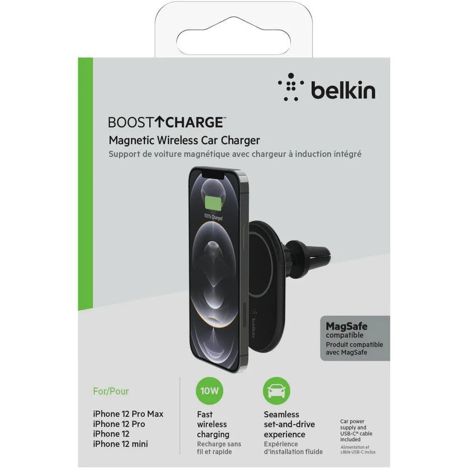 Belkin BoostUp Magnetic Wireless Car Charger for iPhone 14/13/12