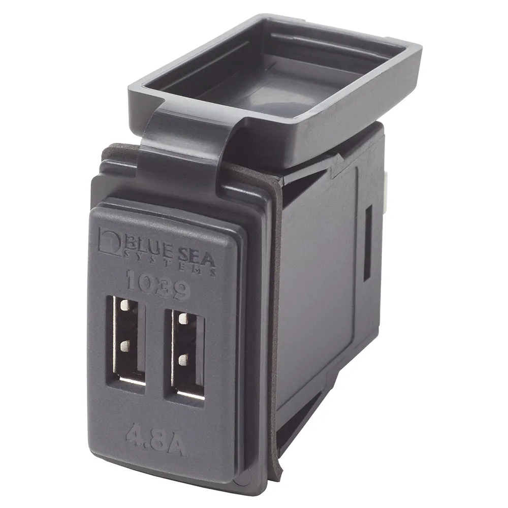 Blue Sea Dual USB 4.8A Charger Port 12/24vDC Switch Mount