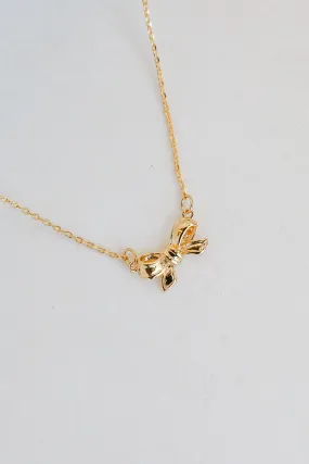 Brooke Gold Bow Charm Necklace