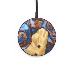 Circle Wood Resin Wireless Charger - Alice (Teal & Gold, 671792)