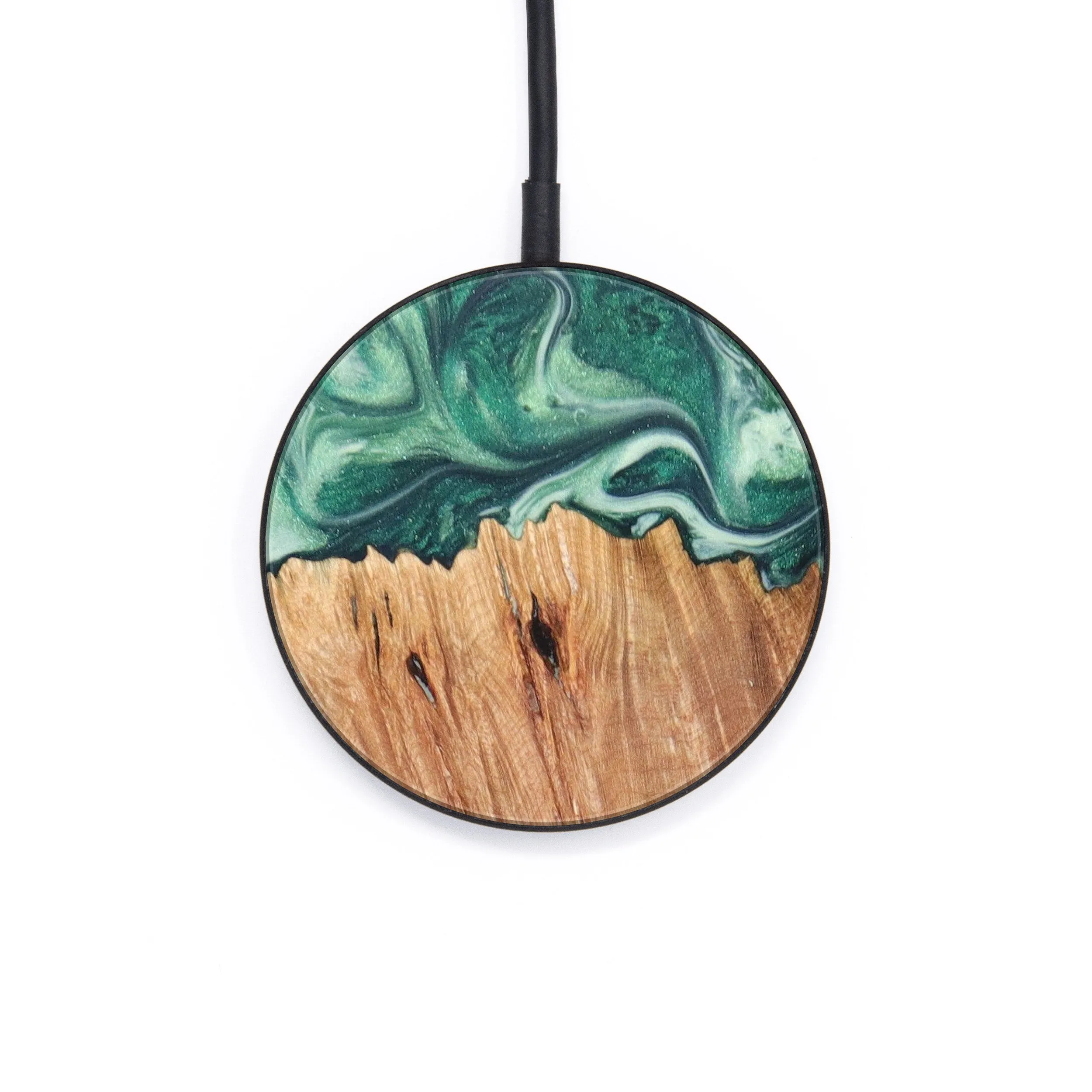 Circle Wood Resin Wireless Charger - Banks (Green, 631938)