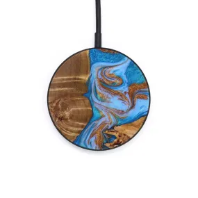 Circle Wood Resin Wireless Charger - Brendon (Teal & Gold, 644287)