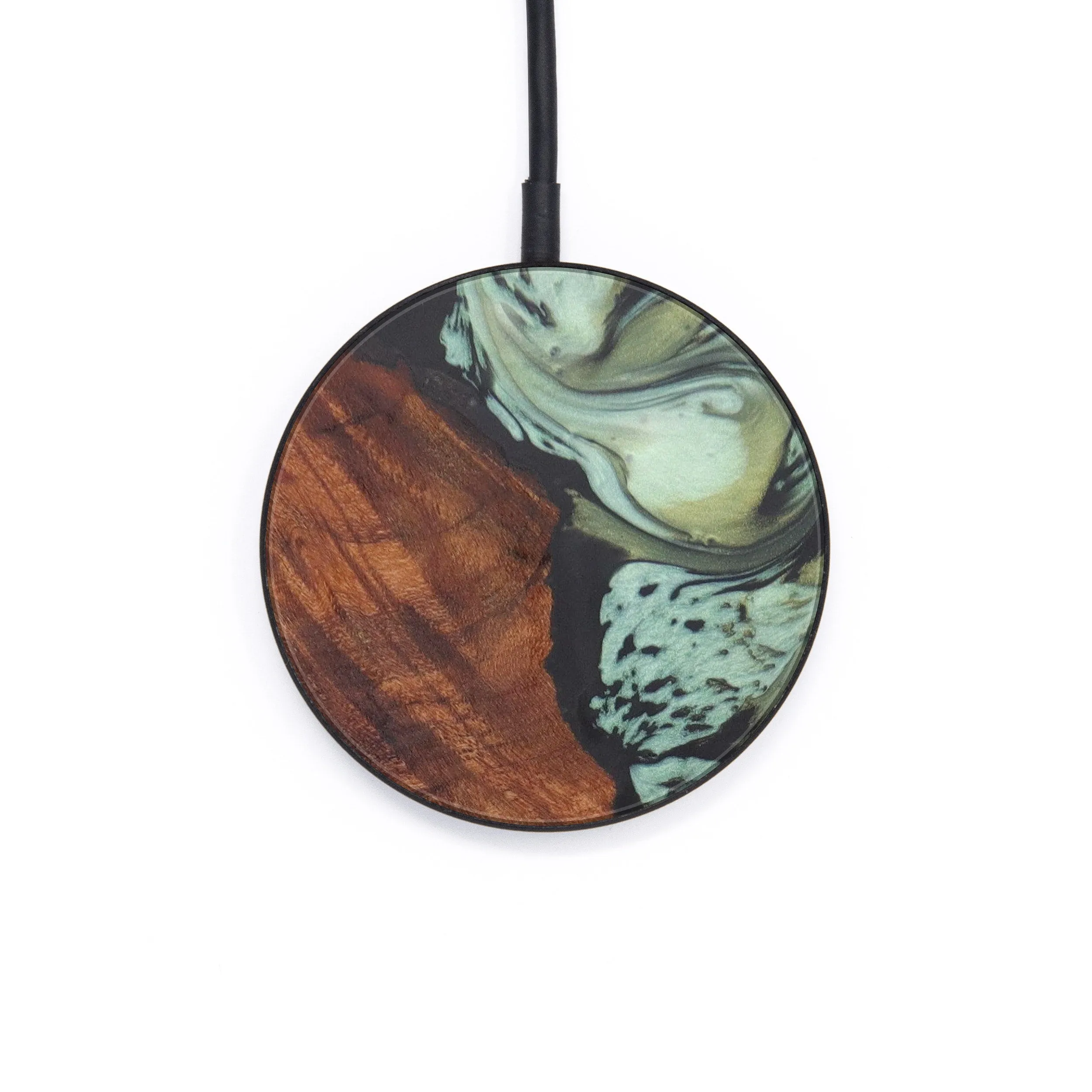 Circle Wood Resin Wireless Charger - Charee (Dark Green, 597767)