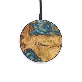 Circle Wood Resin Wireless Charger - Dennis (Teal & Gold, 697885)