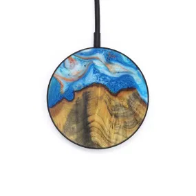 Circle Wood Resin Wireless Charger - Deonte (Teal & Gold, 623521)