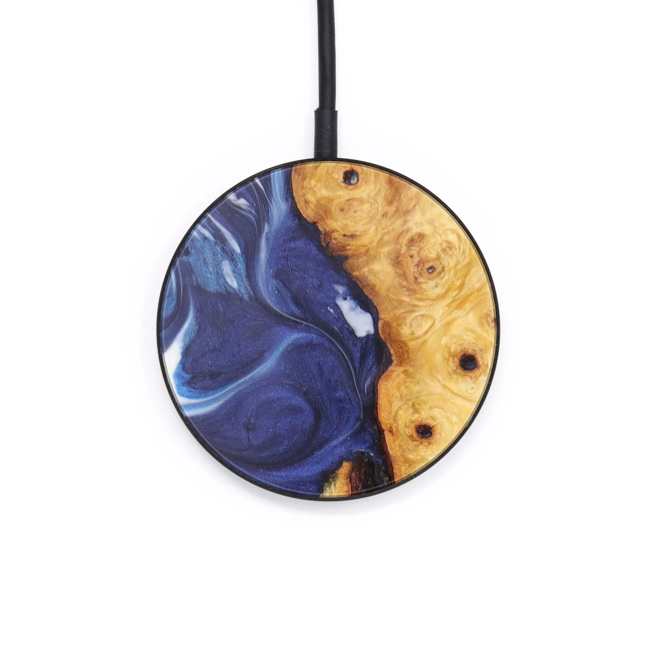 Circle Wood Resin Wireless Charger - Dot (Dark Blue, 608484)