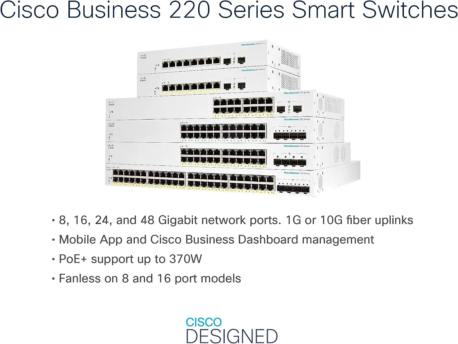 Cisco Business CBS220 24-Port Gigabit (195W PoE) L2 智能網絡交換器(三年保養) 香港行貨 (CBS220-24P-4G-UK/NE-2224P4G)