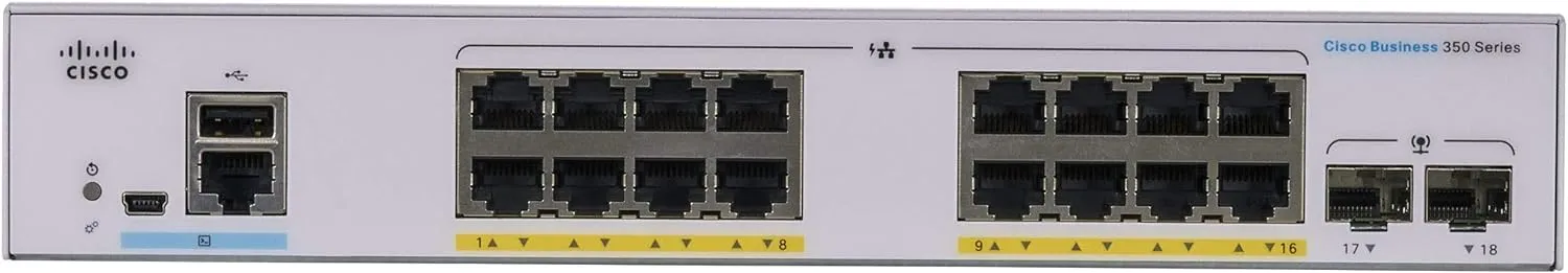 Cisco Business CBS350 16-Port Gigabit (240W PoE )   2-Port Gigabit SFP Uplink 全網管交換機 (CBS350-16FP-2G-UK / NE-3516A2G) 有限終生保用