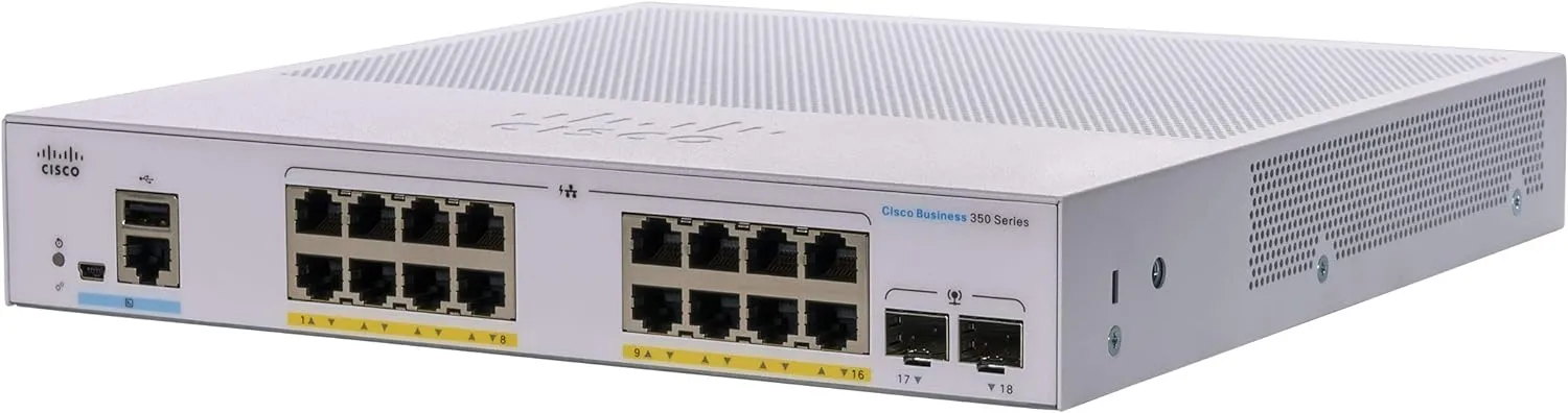 Cisco Business CBS350 16-Port Gigabit (240W PoE )   2-Port Gigabit SFP Uplink 全網管交換機 (CBS350-16FP-2G-UK / NE-3516A2G) 有限終生保用