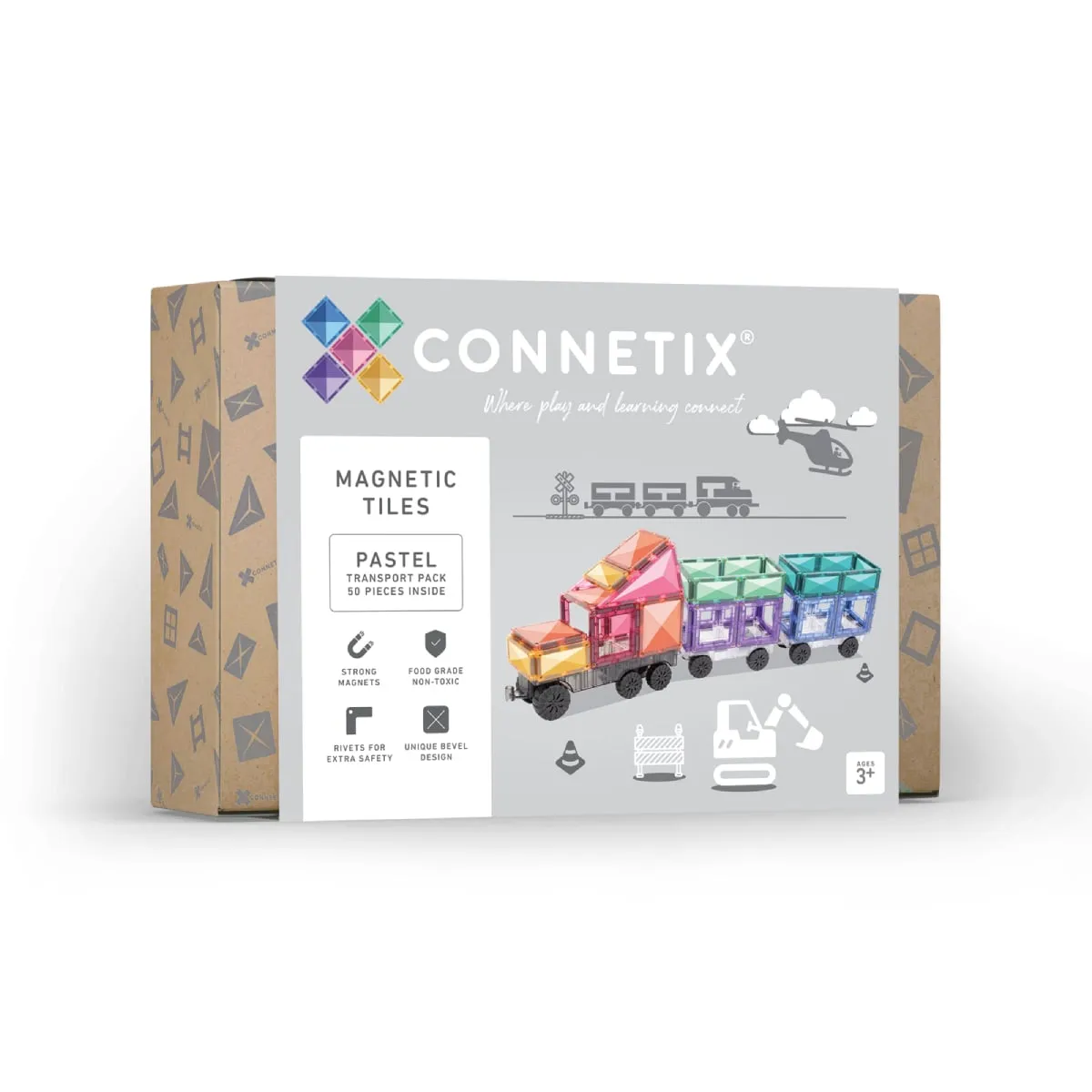 Connetix pastel 50 piece transport set