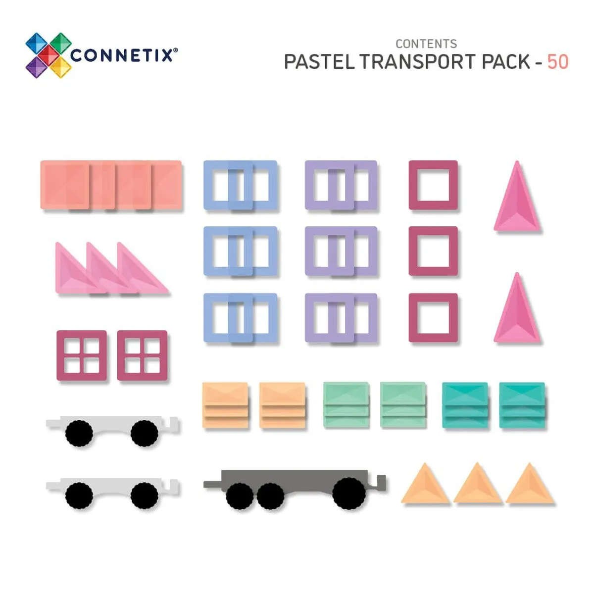 Connetix pastel 50 piece transport set