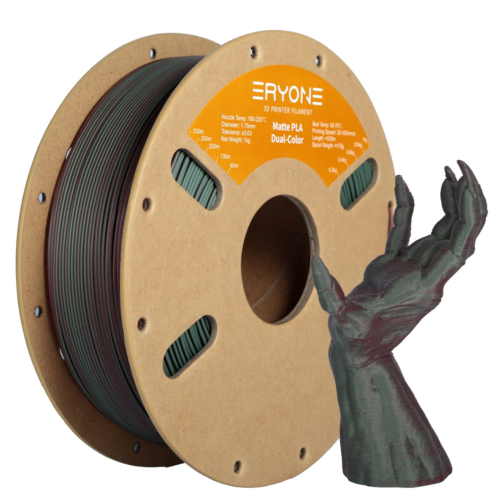 ERYON Matte Dual-Color PLA Filament for 3D Printers,1kg (2.2LBS)/Spool 1.75mm,Accuracy  /- 0.03 mm