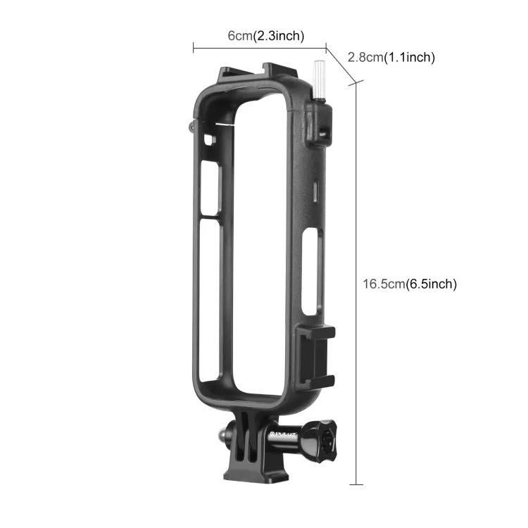 For Insta360 X4 PULUZ Cold Shoe PC Plastic Protective Frame with Adapter Mount & Screw (Black)