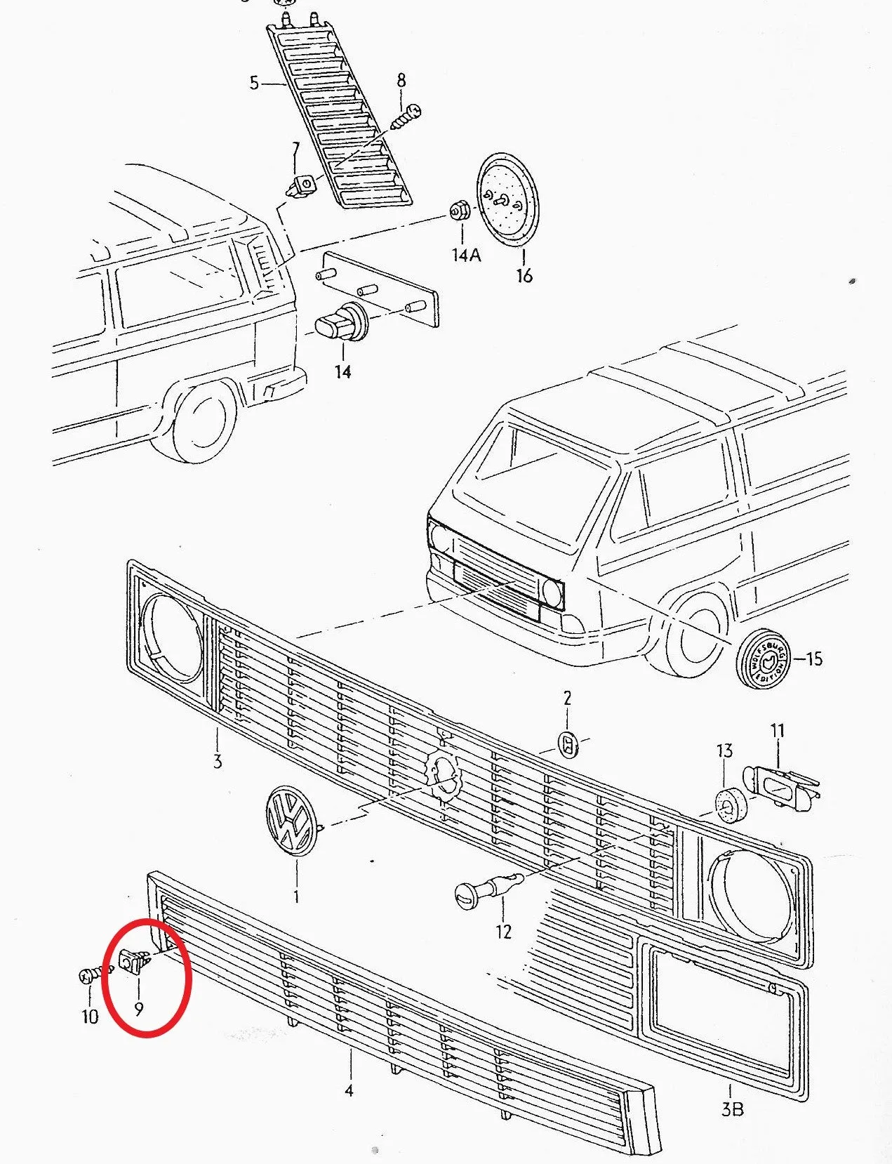 Front Grille Mount Clip (lower) T3