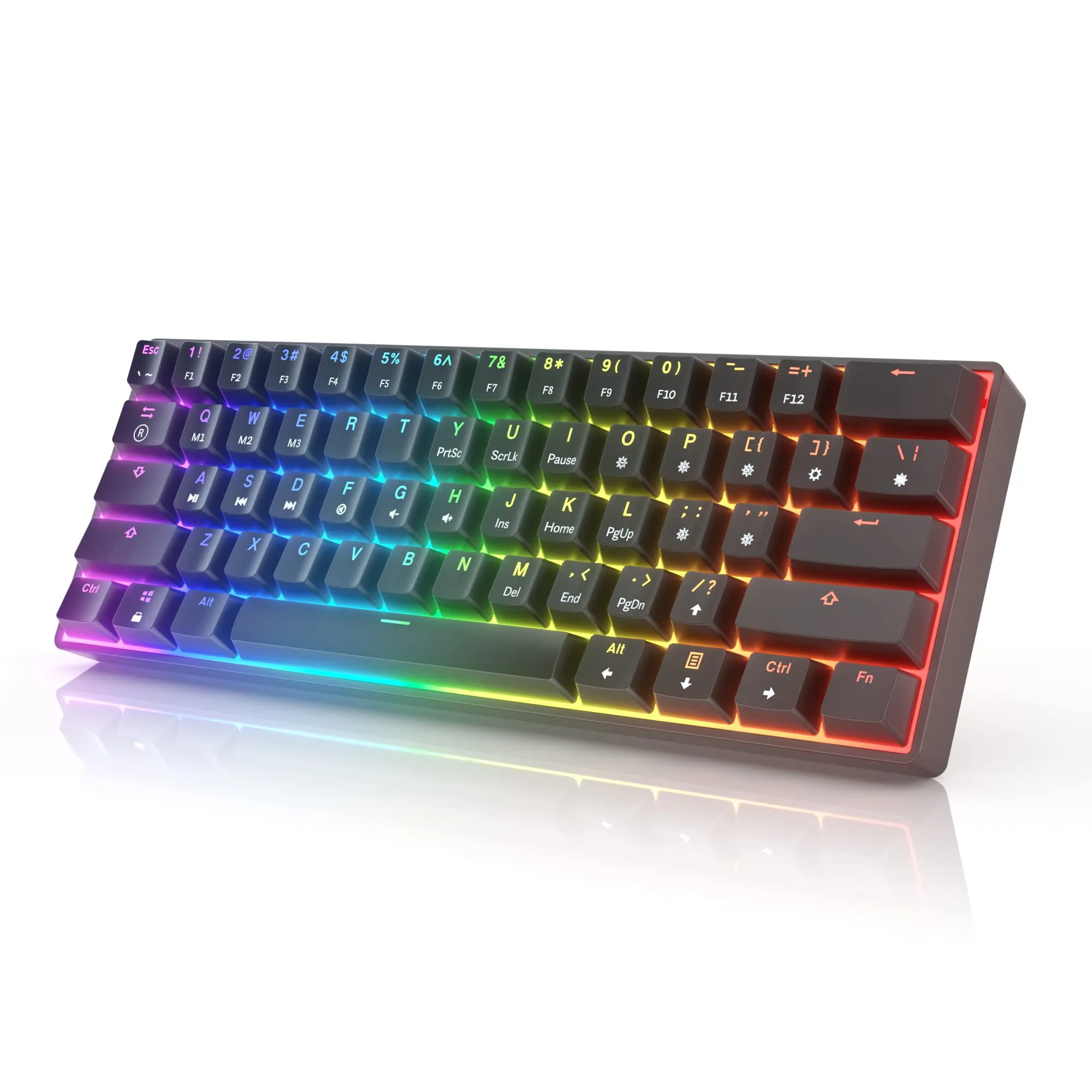 Gk61s Mechanical Gaming Keyboard - 61 Keys Multi Color Rgb Illuminated Led