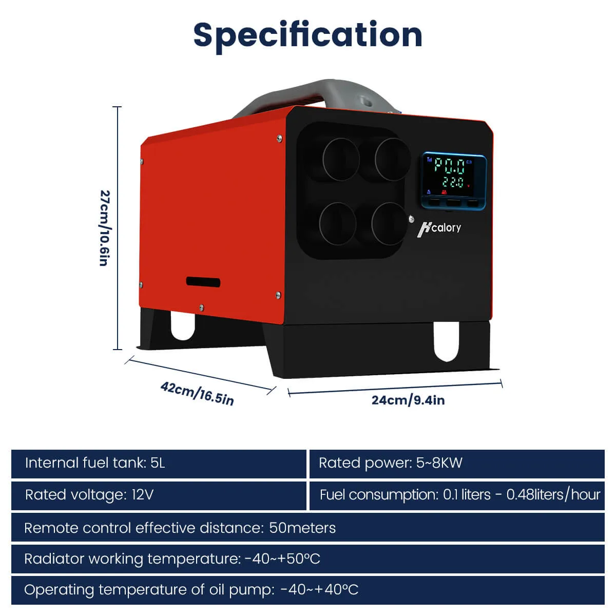 HC-A1 Diesel Air Heater, 5L Metal 12V All In One