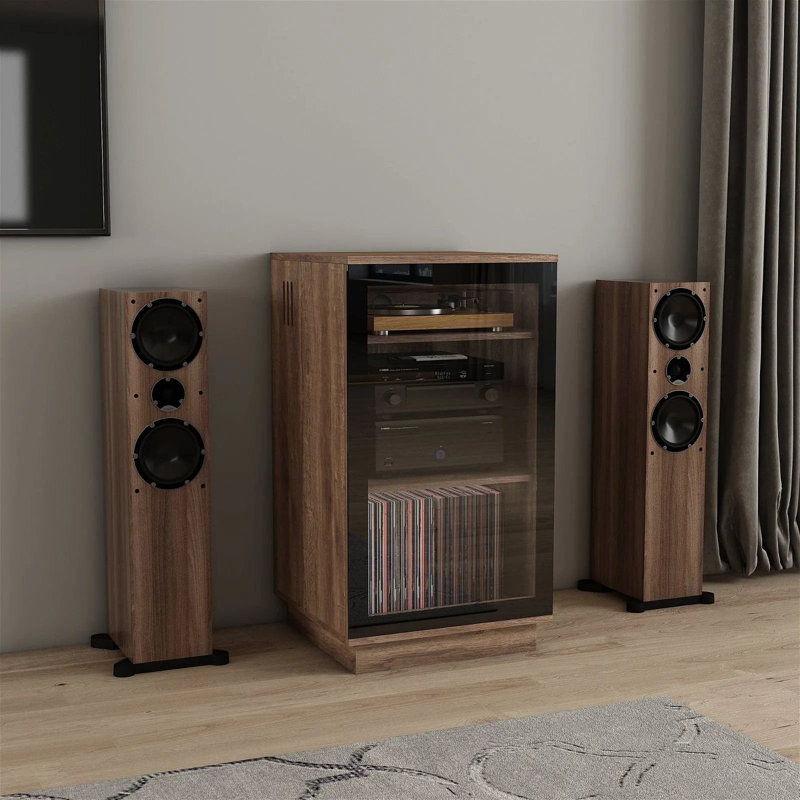 HOLLYWOOD HiFi Storage Cabinet for Turntable/Vinyls in Dark Oak by Tauris™