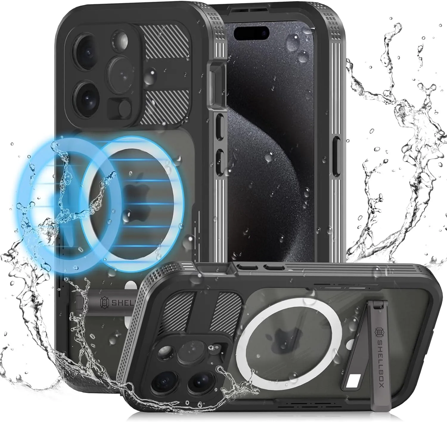 iPhone 15 Pro Max Metal Waterproof Built in Screen Protector Protective Case