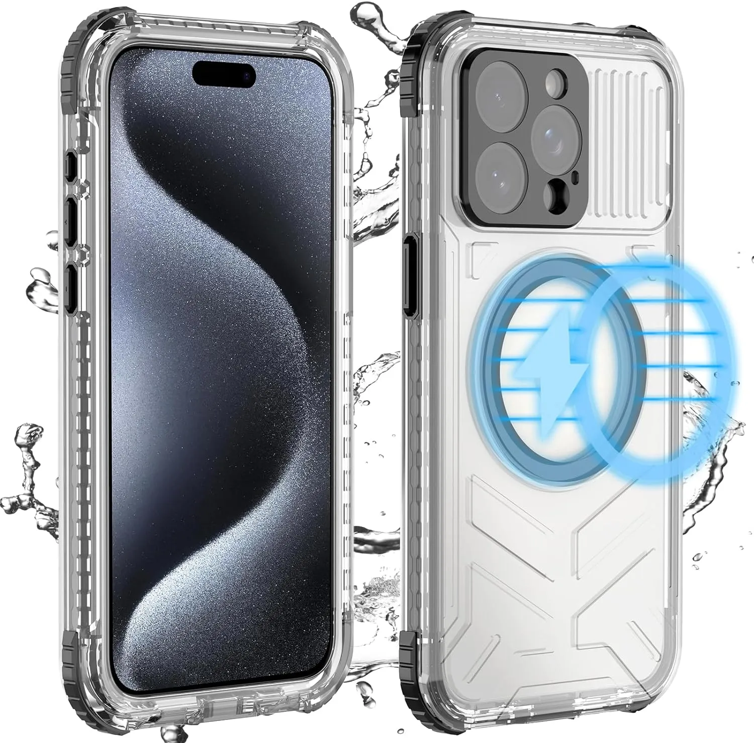 iPhone 15 Pro Max Metal Waterproof Built in Screen Protector Protective Case