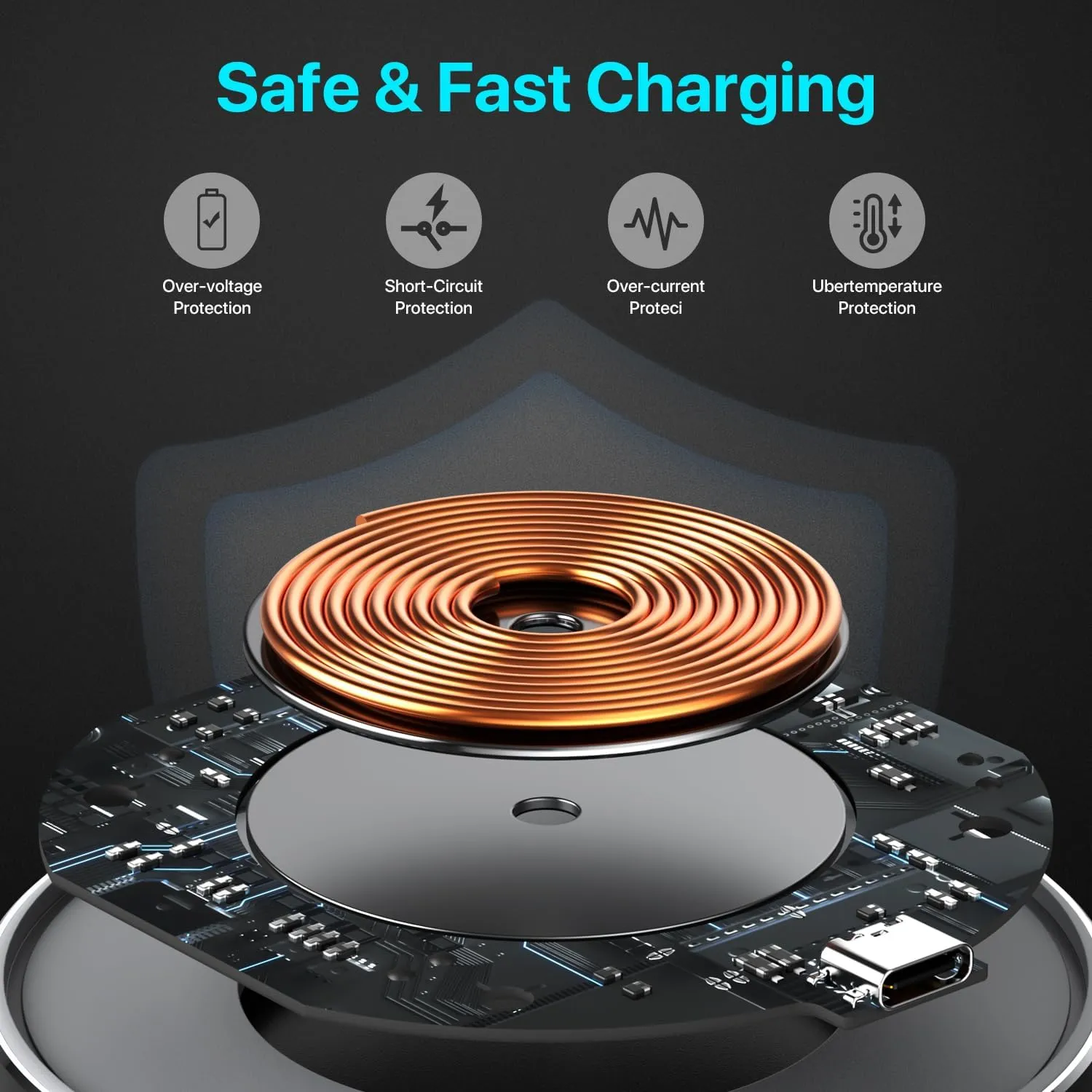 iPhone Fast Wireless Charger Compatible Samsung Galaxy S24 S23 S22 S21 S20 FE Wireless Charger