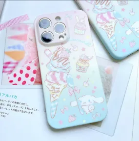 Japanese Cartoon Cinnamoroll Ice Cream Pastel Matt iPhone Case 12 13 14 Pro Promax