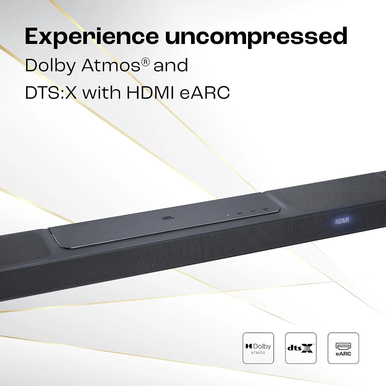 JBL Bar 1300, 11.1.4 Channel Truly Wireless Soundbar with True Dolby Atmos, DTS:X, and MultiBeam Surround Sound, 10" Down-Firing Wireless Subwoofer