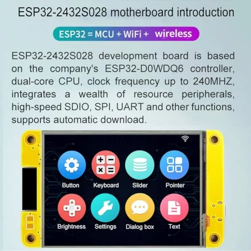 Kenntsh ESP32 Development Board - WiFi Bluetooth 2.8Inch 240X320 LCD TFT Touch Display Screen Module Metal ESP32 Development Board   Acrylic Shell