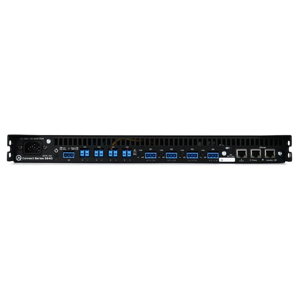 LEA Professional 354D Connect Series 350W 4-Channel Class D Amplifier with Dante Protocol, IoT Enabled Built-in WiFi Access Point and Ethernet Port, DSP Processor and 8-Band EQ Equalizer | CS354D