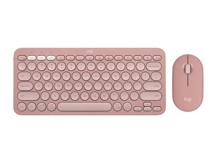 Logitech PEBBLE 2 COMBO Slim, multi-device Bluetooth® keyboard and mouse with customizable keys and button.