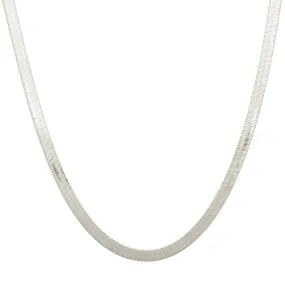 LUXE FEARLESS HERRINGBONE CHAIN 16.5 - 18" NECKLACE SILVER