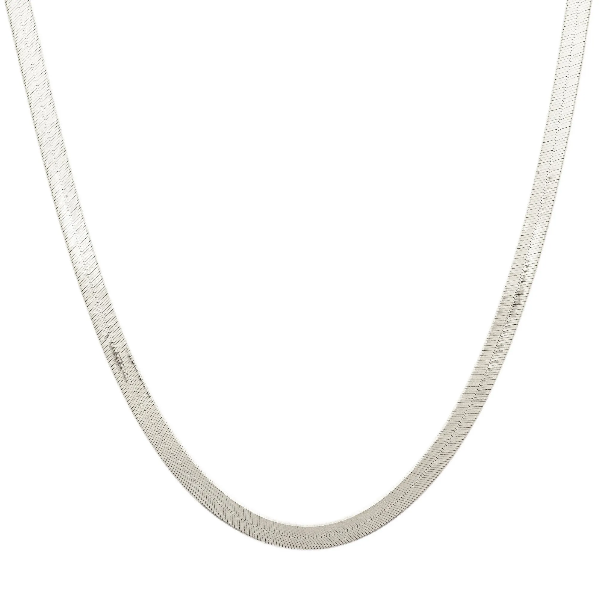 LUXE FEARLESS HERRINGBONE CHAIN 16.5 - 18" NECKLACE SILVER