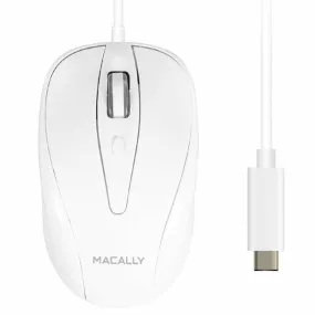 MACALLY 3 Button Optical USB-C Mouse - White