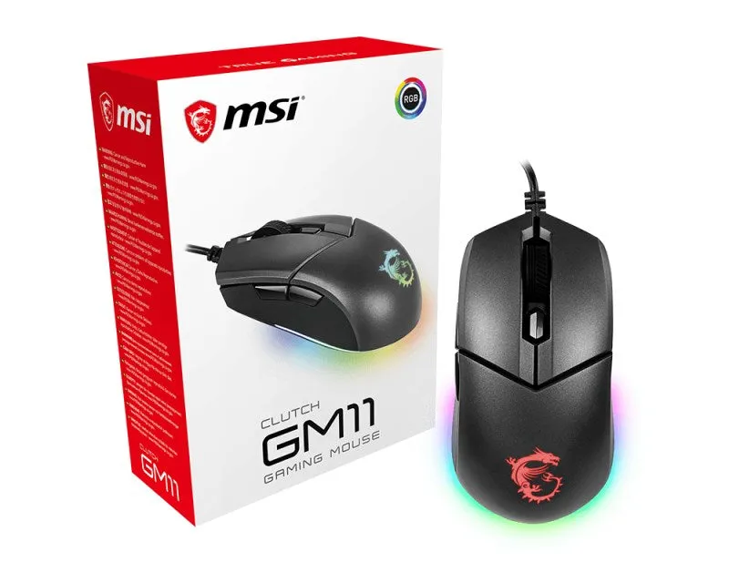 Msi Clutch Gm11 Gaming Mouse, Wired, Black Msi | Clutch Gm11 | Optical | Gaming Mouse | Black | Yes