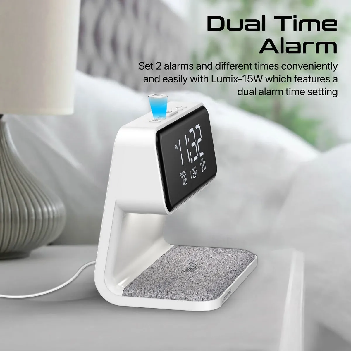 Multi-Function LED Alarm Clock with 15W Wireless Charger