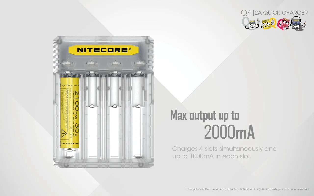 Nitecore Q4 4-Slot Universal IMR/Li-Ion Battery Charger (Juicy Mango)