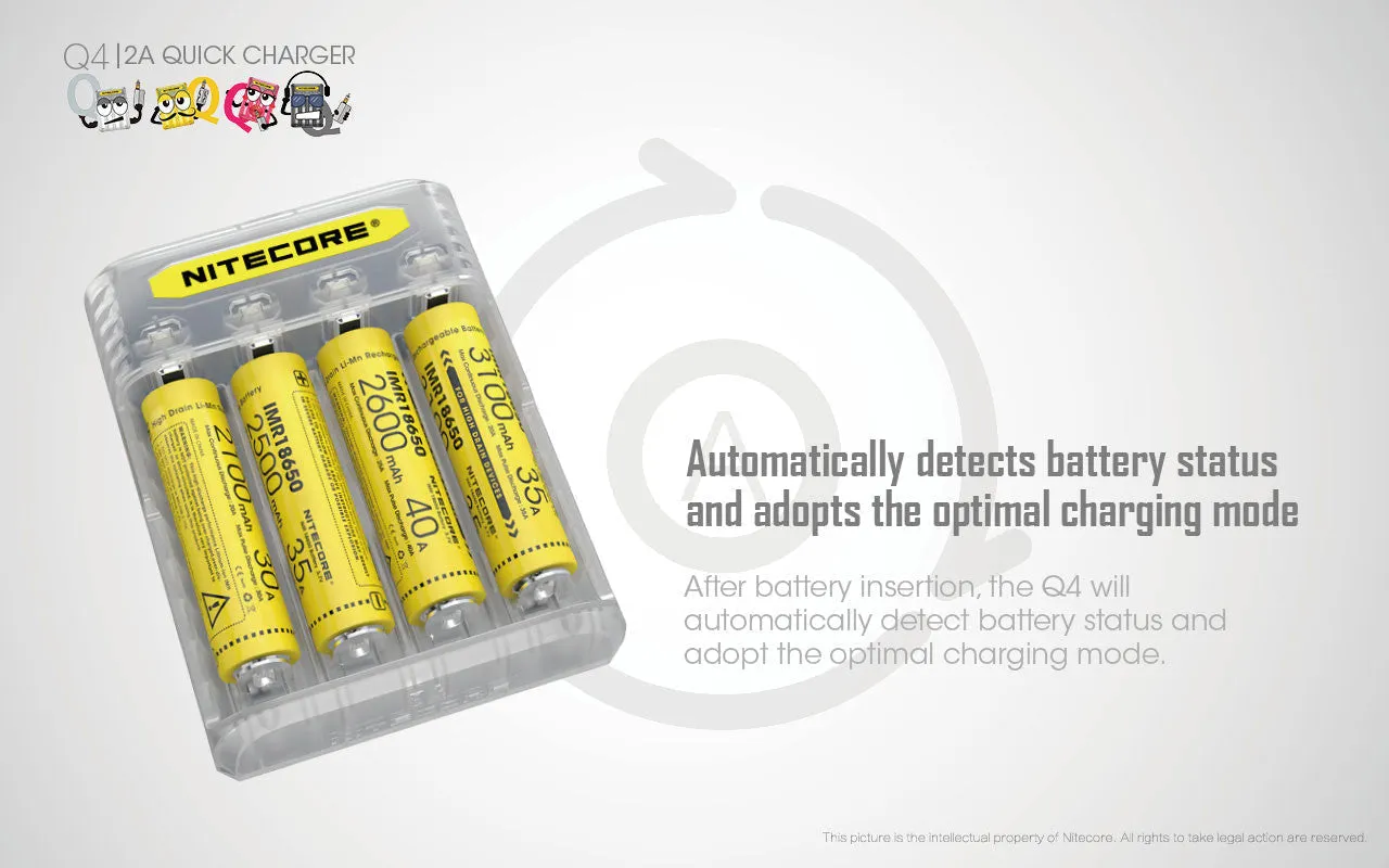 Nitecore Q4 4-Slot Universal IMR/Li-Ion Battery Charger (Juicy Mango)