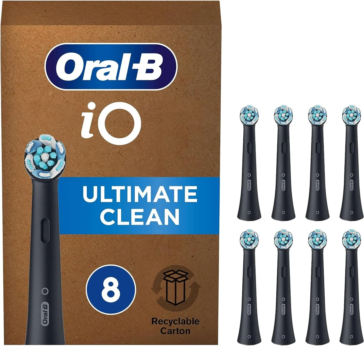 Oral-B iO Ultimate Clean Electric Toothbrush Head, Pack of 8, Black