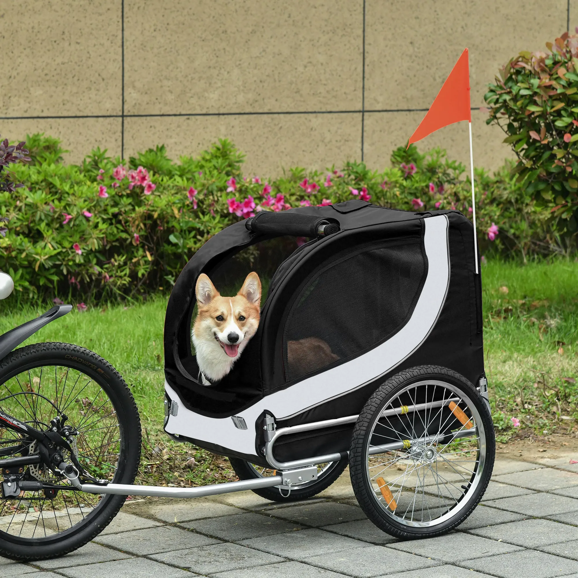 PawHut Pet Stroller Dog Jogger Folding Bike Cargo Trailer Carrier Bicycle Black