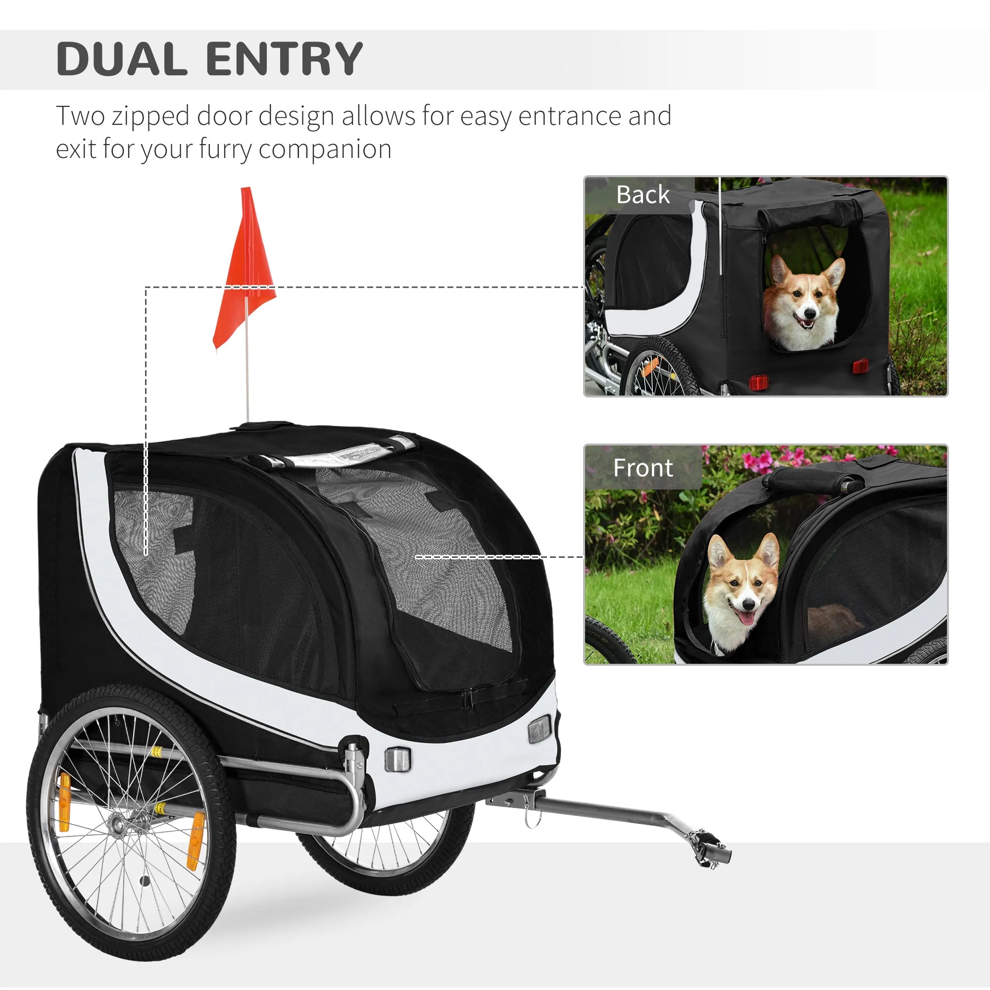 PawHut Pet Stroller Dog Jogger Folding Bike Cargo Trailer Carrier Bicycle Black