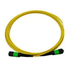 Plenum 12 Strand MTP (MPO) Fiber Optic Patch Cable, OS2 9/125 Singlemode, Yellow Jacket, Green Connector, 40/100 Gbps, 30 meter (98.4 foot)