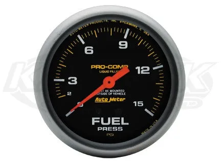 Pro-Comp 2-5/8" Liquid Filled Full Sweep Mechanical Gauges Pressure 0-600 PSI