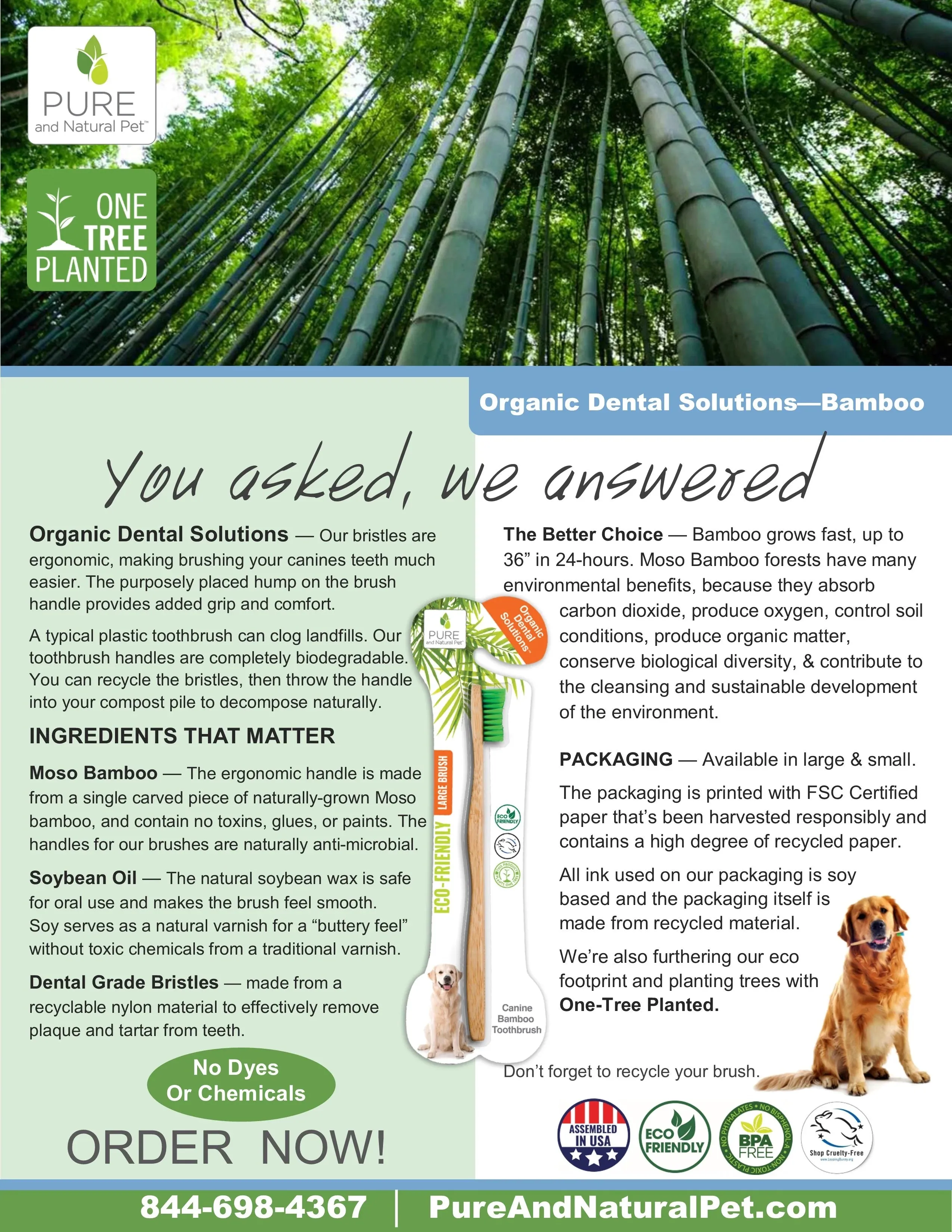 Pure and Natural Dog Organic Dental Solutions: Canine Tooth Gel with Eco-Friendly Bamboo Toothbrush