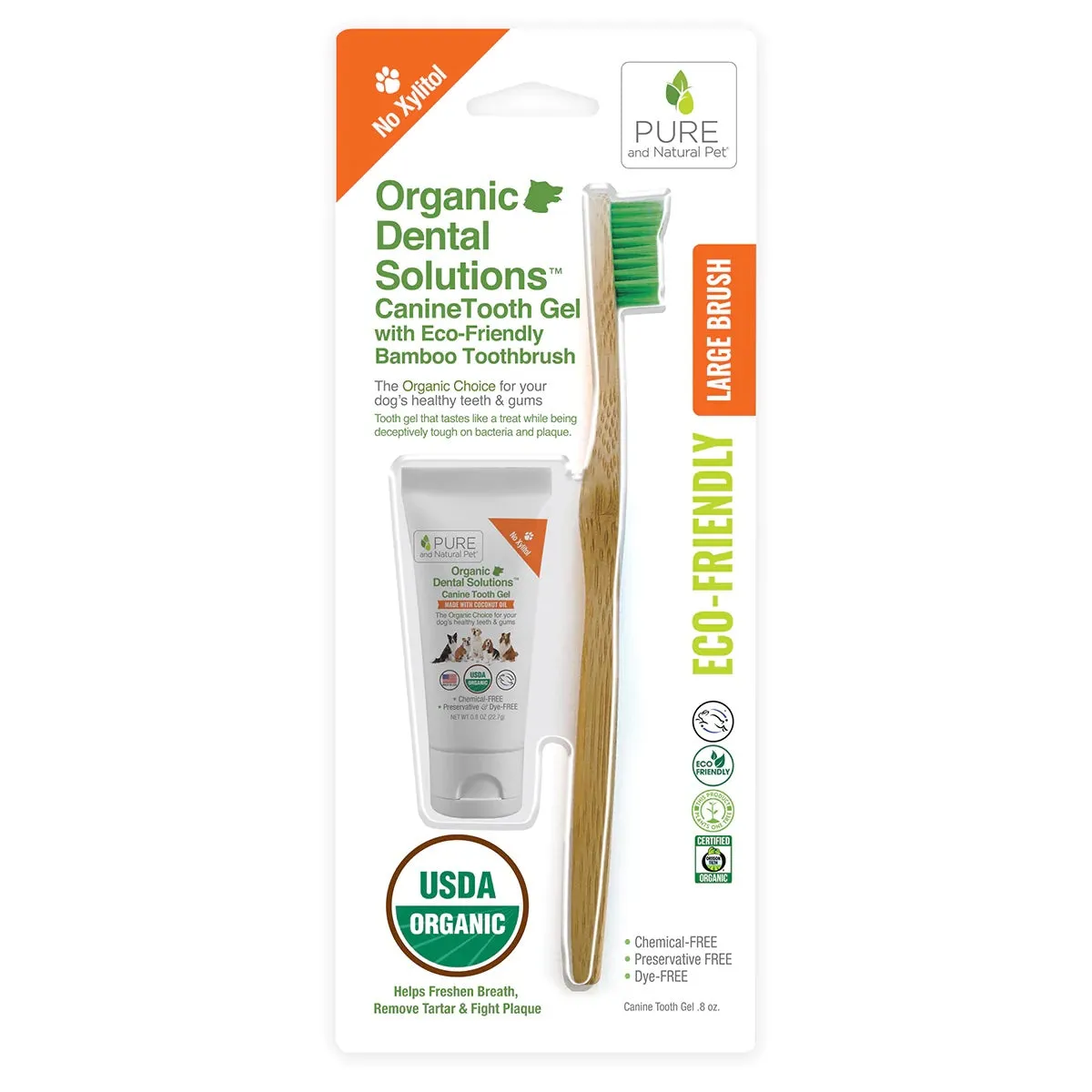 Pure and Natural Dog Organic Dental Solutions: Canine Tooth Gel with Eco-Friendly Bamboo Toothbrush